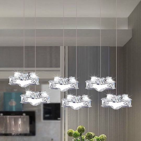 Modern K9 Crystal Star Pendant Ceiling Light With Led And Stainless-Steel Design