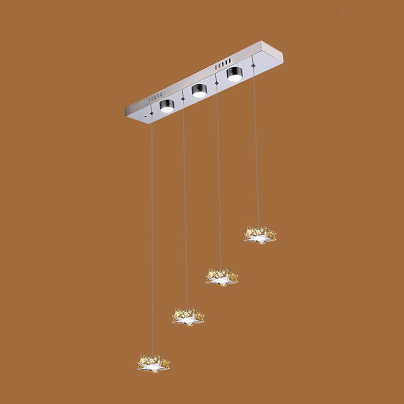 Modern K9 Crystal Star Pendant Ceiling Light With Led And Stainless-Steel Design 4 / Clear
