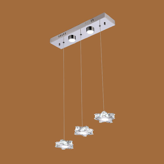 Modern K9 Crystal Star Pendant Ceiling Light With Led And Stainless-Steel Design 3 / Clear