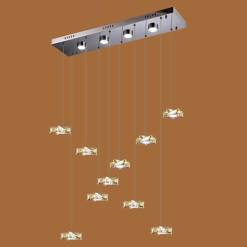Modern K9 Crystal Star Pendant Ceiling Light With Led And Stainless-Steel Design 10 / Amber