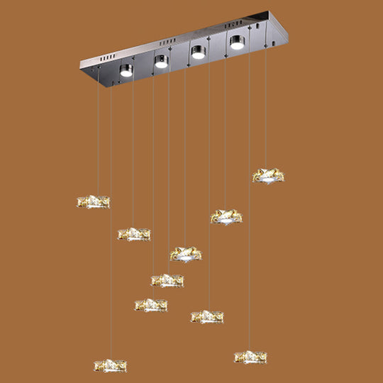 Modern K9 Crystal Star Pendant Ceiling Light With Led And Stainless-Steel Design 10 / Amber