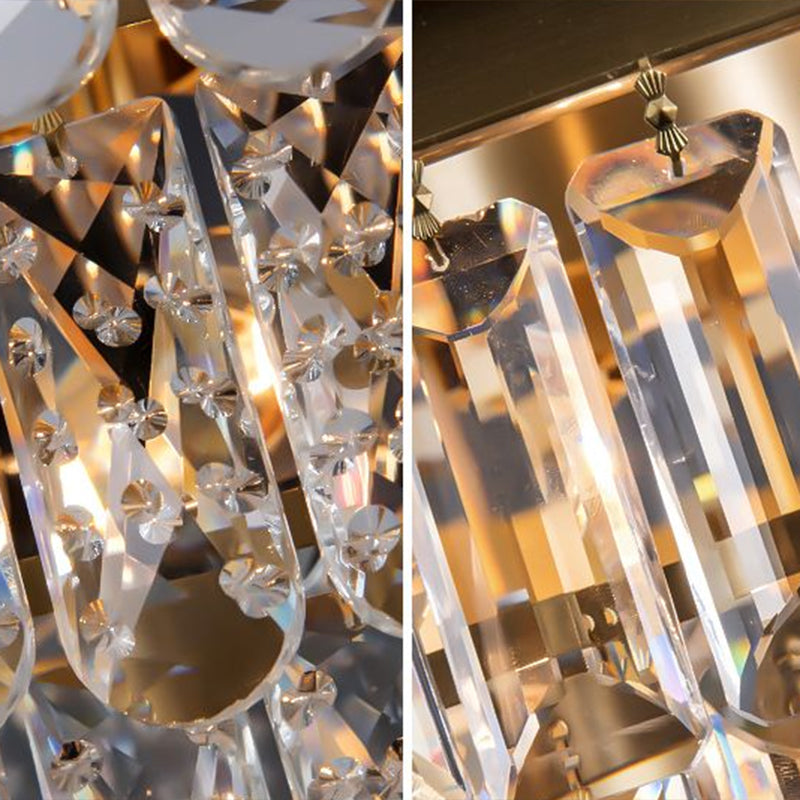 Minimalist Brass Led Crystal Flush Mount Lighting Fixture - Circle Shaped