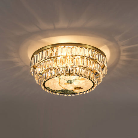 Minimalist Brass Led Crystal Flush Mount Lighting Fixture - Circle Shaped 8 / B