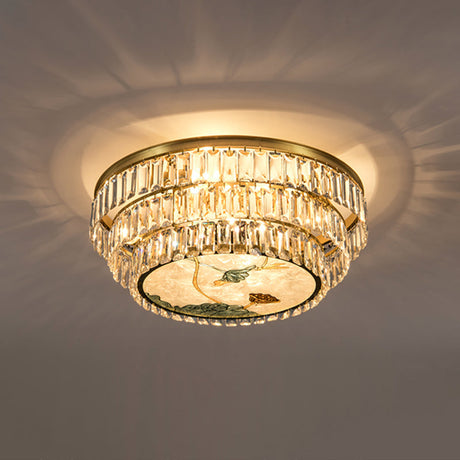 Minimalist Brass Led Crystal Flush Mount Lighting Fixture - Circle Shaped 9 / B