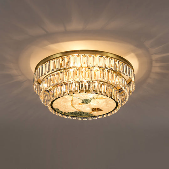 Minimalist Brass Led Crystal Flush Mount Lighting Fixture - Circle Shaped 9 / B