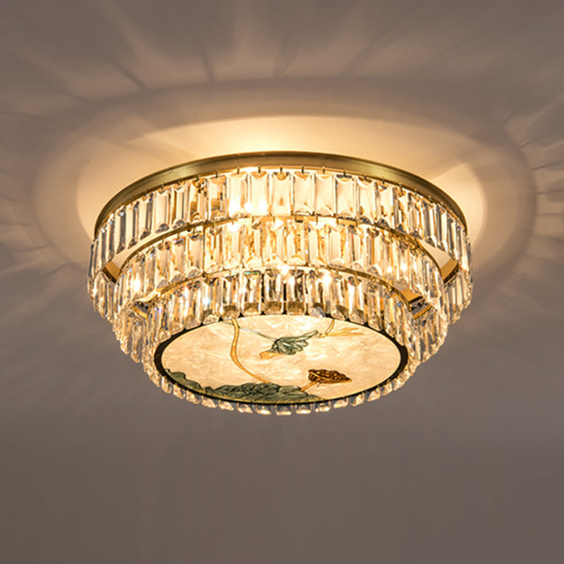 Minimalist Brass Led Crystal Flush Mount Lighting Fixture - Circle Shaped 13 / B
