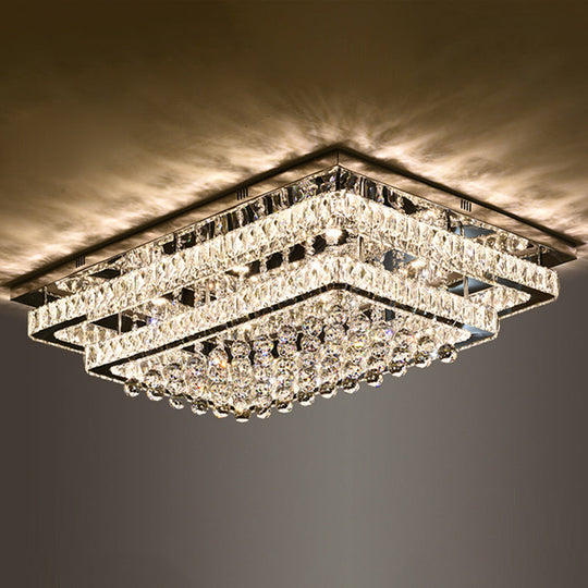 Led Crystal Stainless - Steel Rectangle Flush Mount Ceiling Light