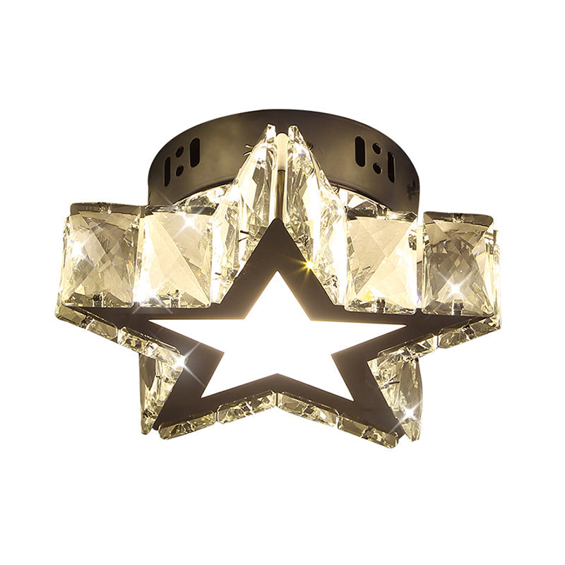Stainless - Steel Led Crystal Flush Mount Ceiling Light: Modern Star Design For Corridors