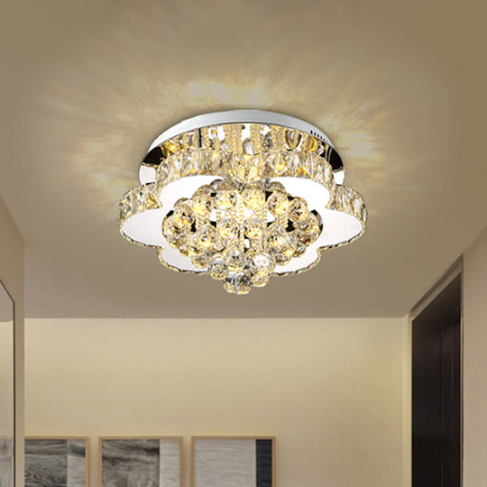 Minimalist Crystal Semi Flush Mount Led Lighting In Stainless Steel For Corridor Stainless-Steel / E