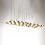 Minimalist Crystal Dining Room Led Pendant Light - Rectangular Chandelier In Stainless-Steel 15 /