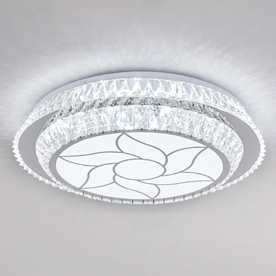 Modern Round Led Crystal Flush Mount Ceiling Light In Stainless Steel - Bedroom Stainless - Steel /
