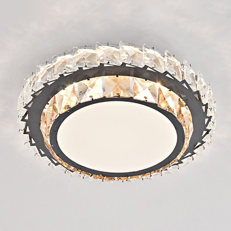Modern Crystal Led Flush Mount Ceiling Light In Stainless-Steel For Corridors / Third Gear H