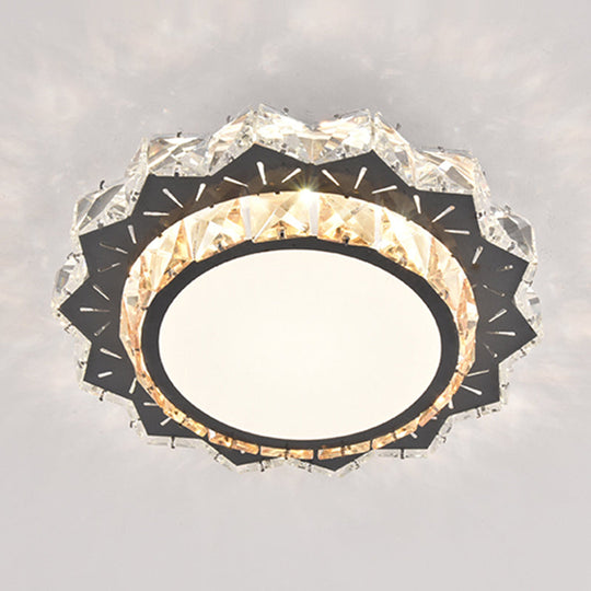 Modern Crystal Led Flush Mount Ceiling Light In Stainless-Steel For Corridors / Third Gear G