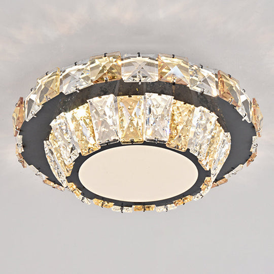 Modern Crystal Led Flush Mount Ceiling Light In Stainless-Steel For Corridors / Third Gear F
