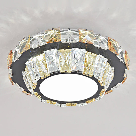 Modern Crystal Led Flush Mount Ceiling Light In Stainless-Steel For Corridors / White F