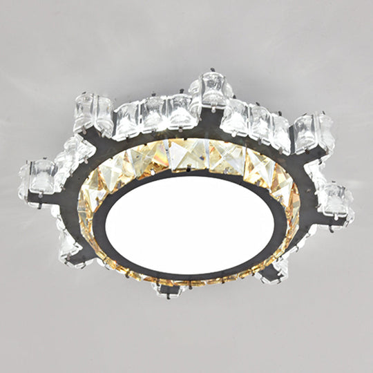 Modern Crystal Led Flush Mount Ceiling Light In Stainless-Steel For Corridors / White D