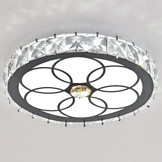 Modern Crystal Led Flush Mount Ceiling Light In Stainless-Steel For Corridors / White C