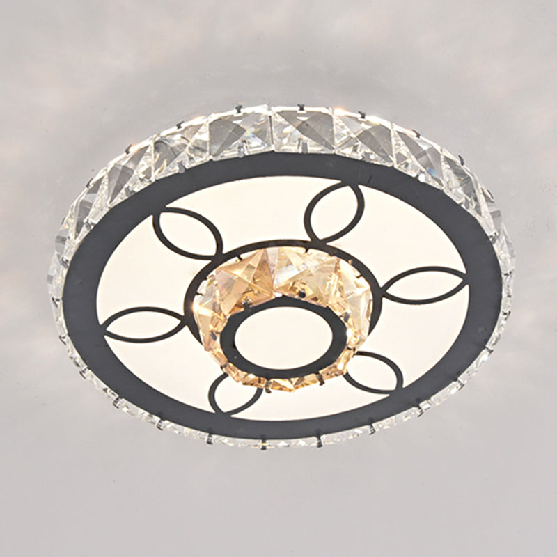 Modern Crystal Led Flush Mount Ceiling Light In Stainless-Steel For Corridors / Third Gear A