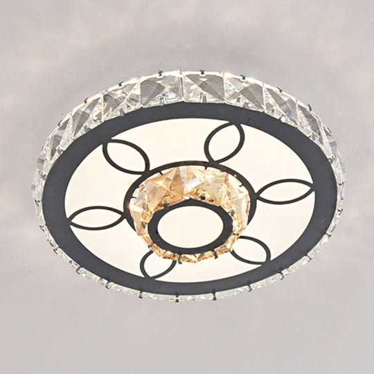 Modern Crystal Led Flush Mount Ceiling Light In Stainless-Steel For Corridors / Third Gear A