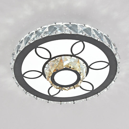 Modern Crystal Led Flush Mount Ceiling Light In Stainless-Steel For Corridors / White A