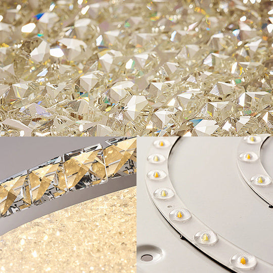 Clear Crystal Led Ceiling Light With Stainless - Steel Artistic Design