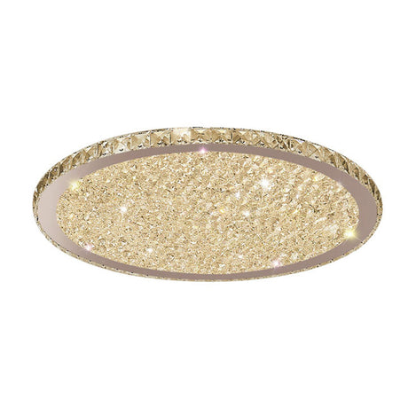 Clear Crystal Led Ceiling Light With Stainless - Steel Artistic Design