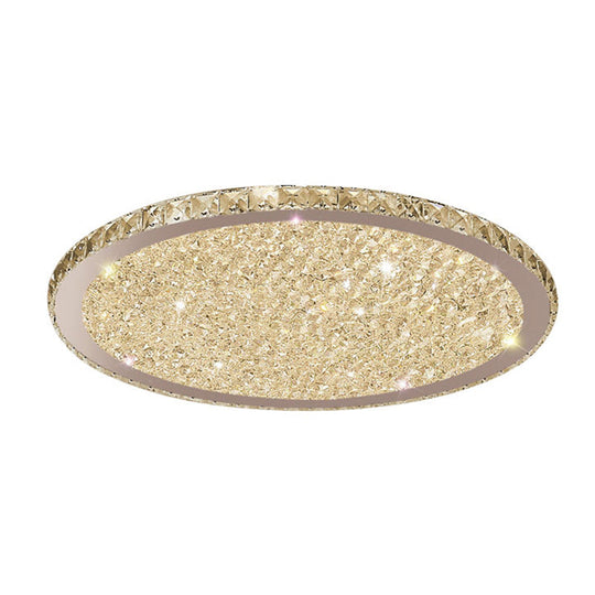 Clear Crystal Led Ceiling Light With Stainless - Steel Artistic Design