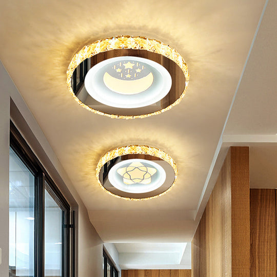 Modern Led Crystal Stainless - Steel Flushmount Ceiling Light - Circle Shape