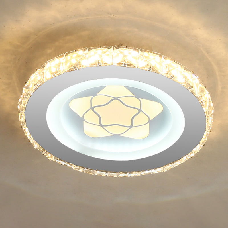 Modern Led Crystal Stainless - Steel Flushmount Ceiling Light - Circle Shape / Star