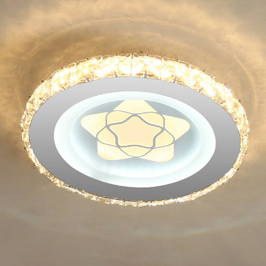 Modern Led Crystal Stainless - Steel Flushmount Ceiling Light - Circle Shape / Star