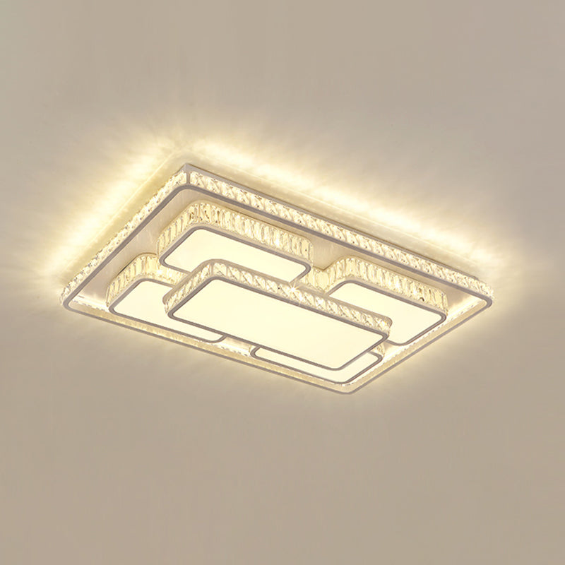 Simplicity Geometric Led Ceiling Light With Crystal Accents In Stainless Steel For Bedrooms