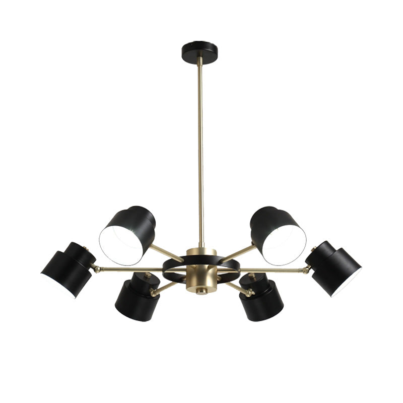 Modern Radial Pendant Chandelier - 6/8 Lights Metal Hanging Light For Bedroom Black/White