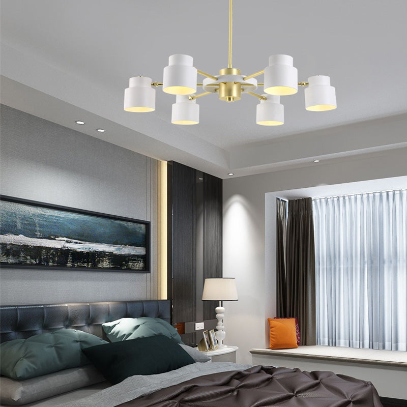 Modern Radial Pendant Chandelier - 6/8 Lights Metal Hanging Light For Bedroom Black/White