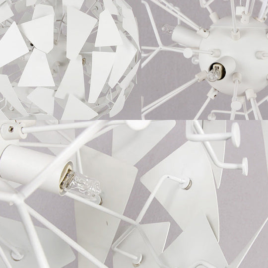 Modern Flower Shape Chandelier Pendant Light - White Metal 12 Lights