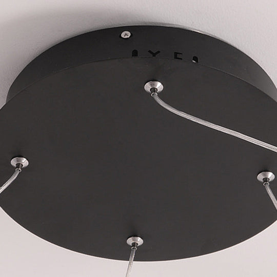 Minimalist Acrylic Chandelier Light - Black Circular Pendant Fixture (1/2/3 Lights) In White/Warm