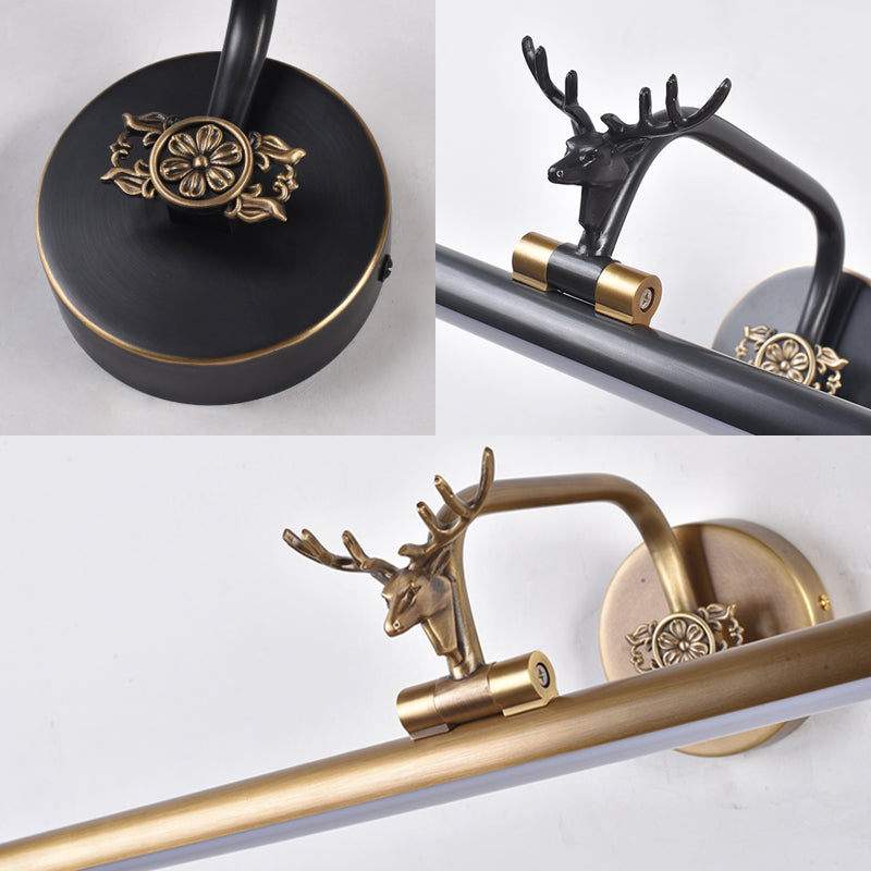 Decorative Led Metal Wall Vanity Light With Black/Antique Brass Finish - Deer Design Multiple Sizes