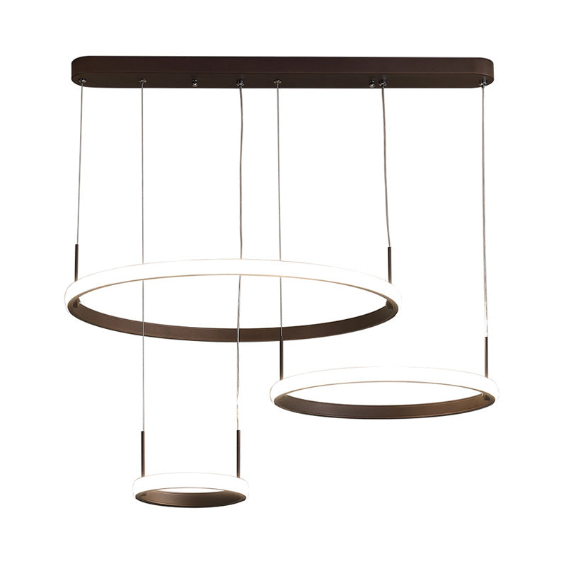 Bruno Minimalist Acrylic Circle Chandelier - White/Warm/Natural Light Options 2/3/5-Head Ceiling