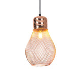 Rose Gold Vintage Bulb Cage Suspension Pendant Light For Restaurants