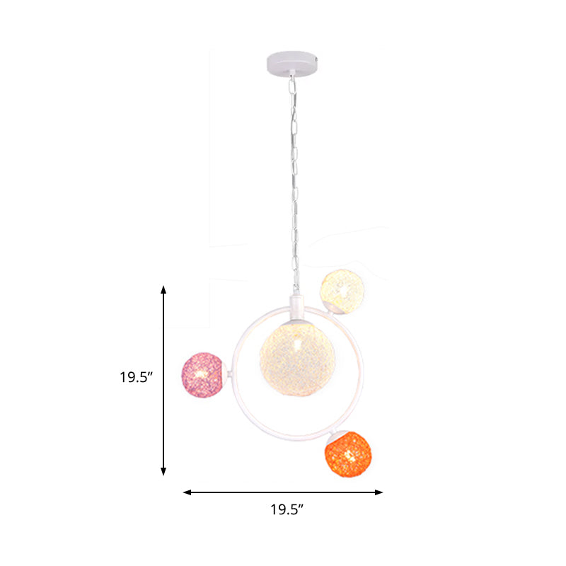 Orbit Glass Pendant Chandelier - Modern 4/7-Light Ceiling Fixture With Hanging Ring (Black/White)