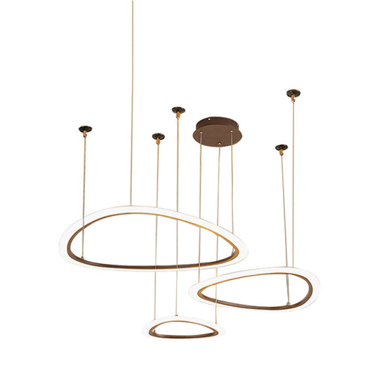 Sleek Acrylic Tiered Ceiling Chandelier - 3/4 Heads Elegant Brown Pendant Light Fixture In