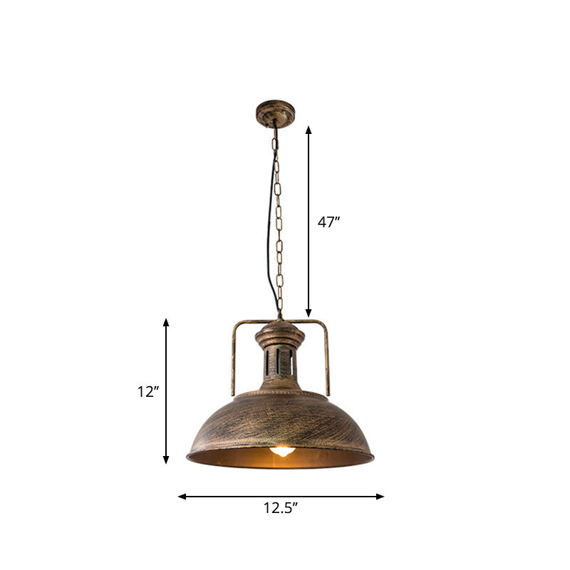Industrial Metal Bowl Ceiling Lamp - Factory Style 1 Bulb Pendant Light 12.5’/16.5’ Width