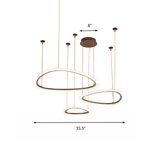 Sleek Acrylic Tiered Ceiling Chandelier With 3/4 Brown Pendant Heads In A Choice Of White Warm Or