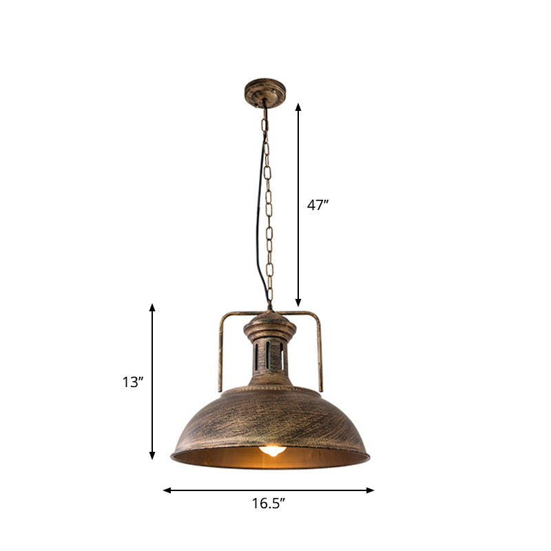 Industrial Metal Bowl Ceiling Lamp - Factory Style 1 Bulb Pendant Light 12.5’/16.5’ Width