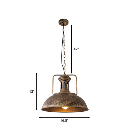 Industrial Metal Bowl Ceiling Lamp - Factory Style 1 Bulb Pendant Light 12.5’/16.5’ Width