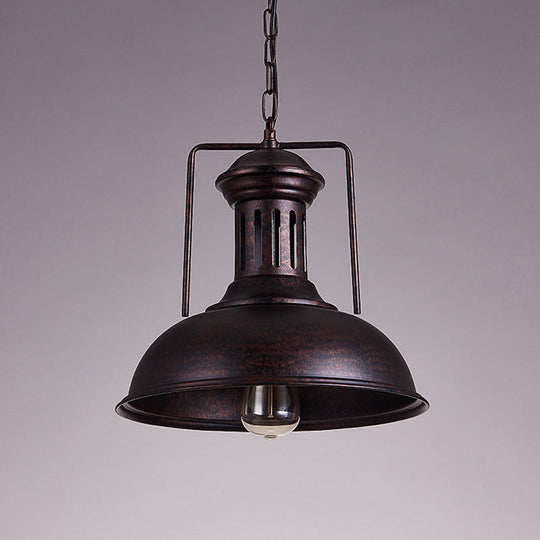 Industrial Metal Bowl Ceiling Lamp - Factory Style 1 Bulb Pendant Light 12.5’/16.5’ Width