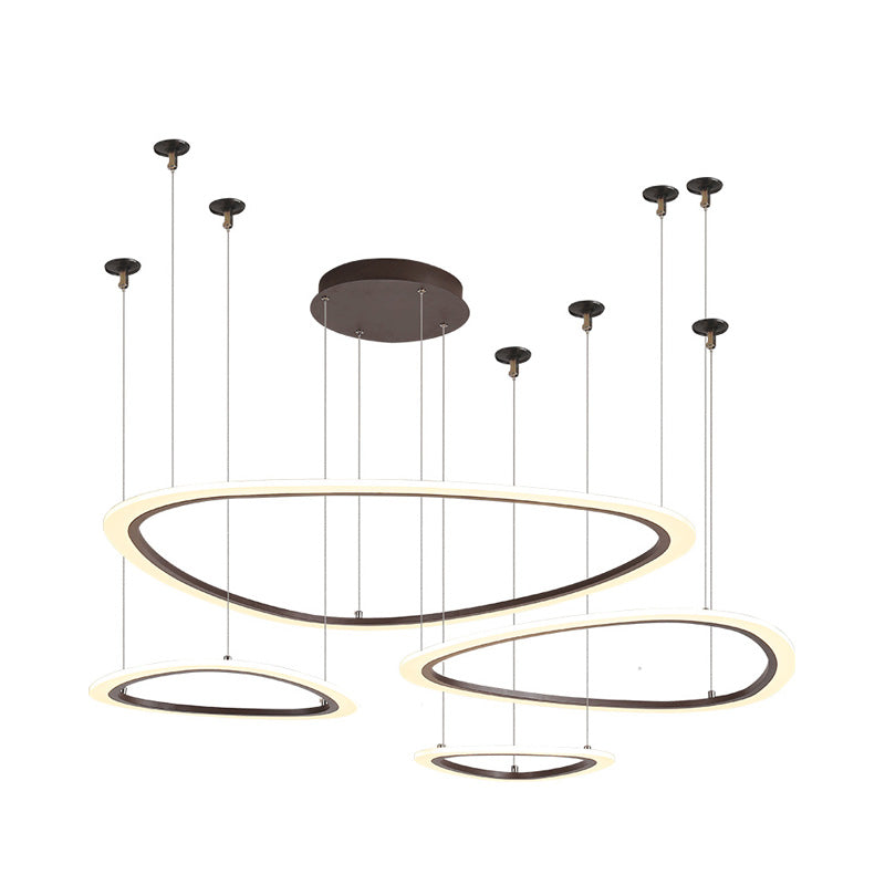 Sleek Acrylic Tiered Ceiling Chandelier - 3/4 Heads Elegant Brown Pendant Light Fixture In