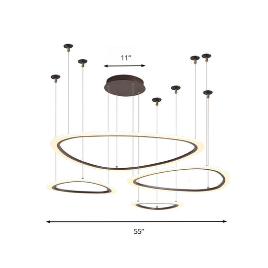 Sleek Acrylic Tiered Ceiling Chandelier - 3/4 Heads Elegant Brown Pendant Light Fixture In