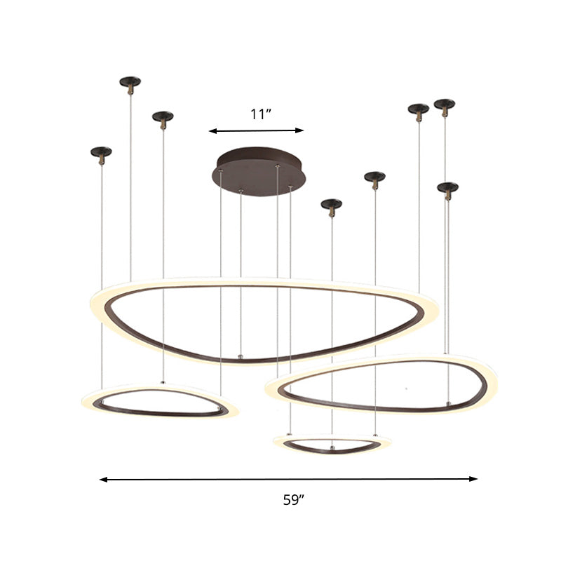 Sleek Acrylic Tiered Ceiling Chandelier - 3/4 Heads Elegant Brown Pendant Light Fixture In