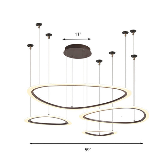 Sleek Acrylic Tiered Ceiling Chandelier - 3/4 Heads Elegant Brown Pendant Light Fixture In