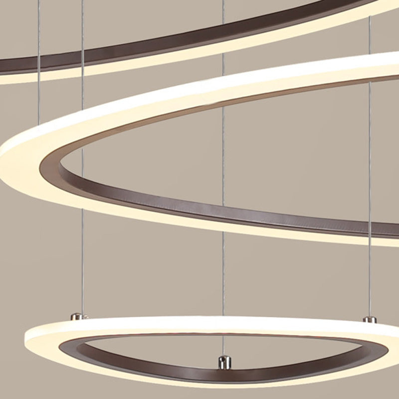 Sleek Acrylic Tiered Ceiling Chandelier With 3/4 Brown Pendant Heads In A Choice Of White Warm Or